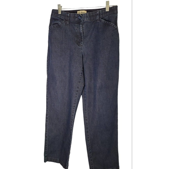 LL Bean Womens Jeans Size 8‎ Stretch Blue Denim Straight leg Flex Dark Wash - Picture 1 of 4